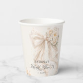 Gobelets En Papier White Bow Floral Bridal Shower (Verso)