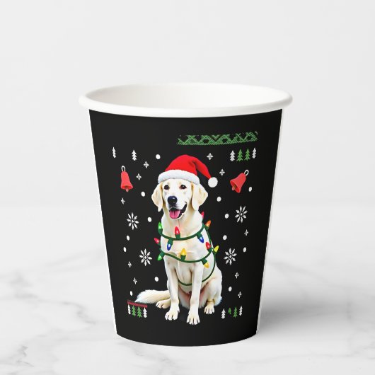 Gobelets En Papier White Boxer Dog Ugly Christmas Sweater Funny Xmas (Recto)
