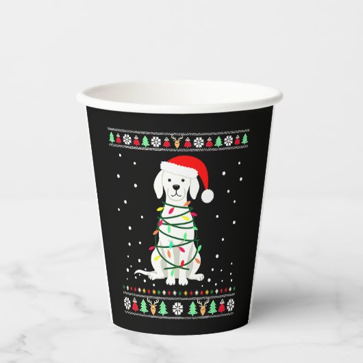 Gobelets En Papier White Boxer Dog Ugly Christmas Sweater Funny Xmas (Recto)