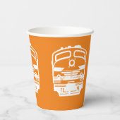Gobelets En Papier White Modern Train Engine sur Orange Arrière - pla (Verso)