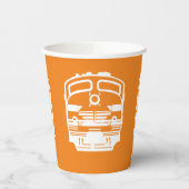 Gobelets En Papier White Modern Train Engine sur Orange Arrière - pla (Gauche)
