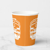 Gobelets En Papier White Modern Train Engine sur Orange Arrière - pla (Droite)