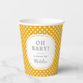 Gobelets En Papier White Polka Dot Motif Oh Baby shower Mustard (Recto)