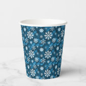 Gobelets En Papier White Snowflakes Pattern On Winter Blue Background (Verso)