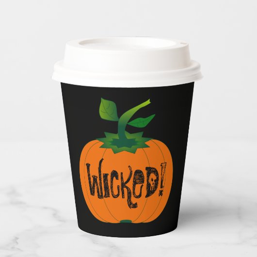 Gobelets En Papier Wicked Happy Halloween Citrouille noir orange (Recto)