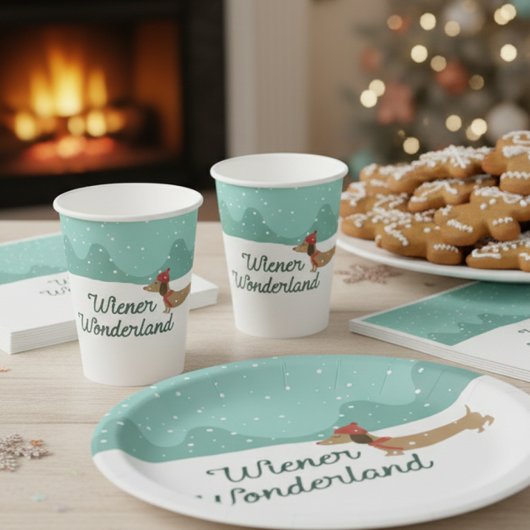 Gobelets En Papier Wiener Wonderland Doxie Christmas Party tasses pap