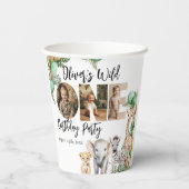 Gobelets En Papier Wild One Birthday Safari photo d'animal (Verso)