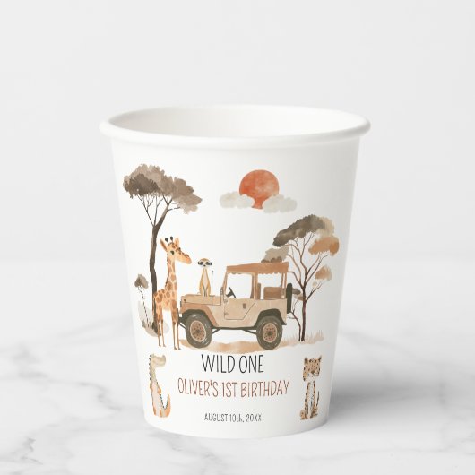 Gobelets En Papier Wild One Boy 1er Anniversaire Safari (Recto)