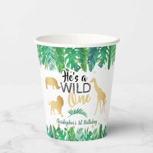 Gobelets En Papier Wild One Boys Première fête d'anniversaire (Verso)