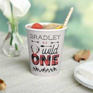 Gobelets En Papier Wild One Boys Rustic Plaid Lumberjack 1er annivers