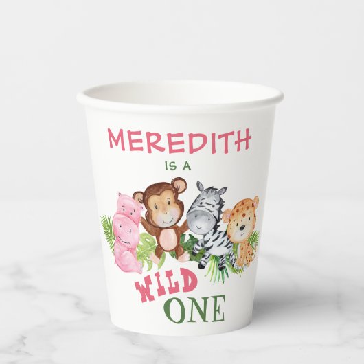 Gobelets En Papier Wild ONE Girl 1er anniversaire (Recto)