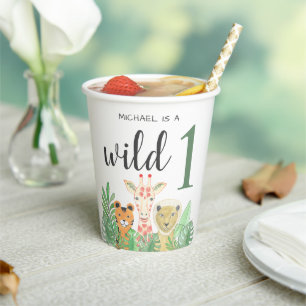 Gobelets En Papier Wild One Jungle Green 1er Anniversaire 