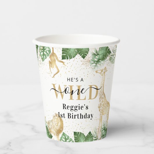 Gobelets En Papier Wild One Jungle Safari 1er anniversaire (Recto)