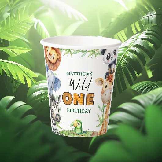 Gobelets En Papier Wild One Jungle Safari 1st birthday 
