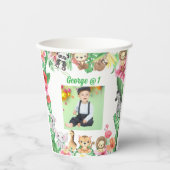 Gobelets En Papier Wild One Jungle Safari Thème 1er anniversaire fête (Recto)
