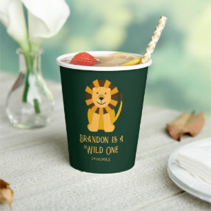Gobelets En Papier Wild One Lion fête d'anniversaire Jungle Safari