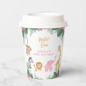 Gobelets En Papier Wild ONE - Pink Safari Girl's premier anniversaire (Verso)