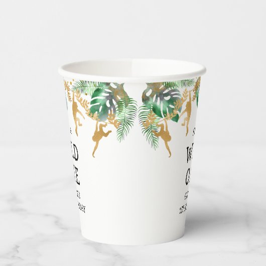 Gobelets En Papier Wild One Safari 1er Anniversaire Vert Or Blanc (Gauche)