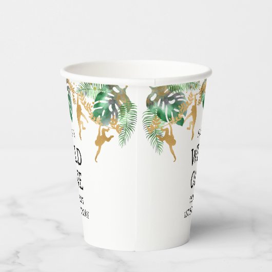 Gobelets En Papier Wild One Safari 1er Anniversaire Vert Or Blanc (Droite)