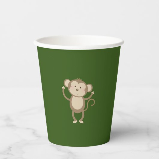 Gobelets En Papier Wild One Safari Animal Monkey Baby shower (Recto)