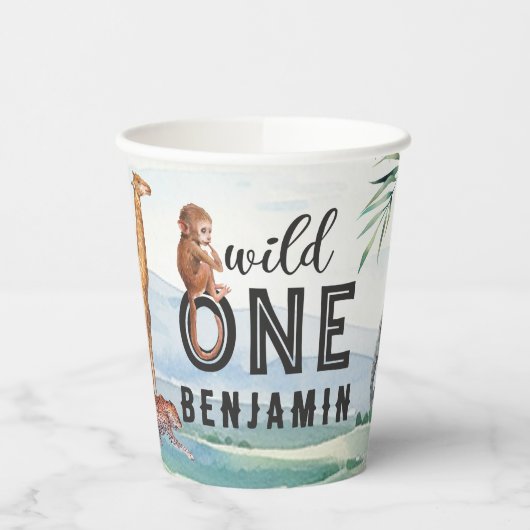 Gobelets En Papier Wild One Safari Annithday tasse de papier (Gauche)