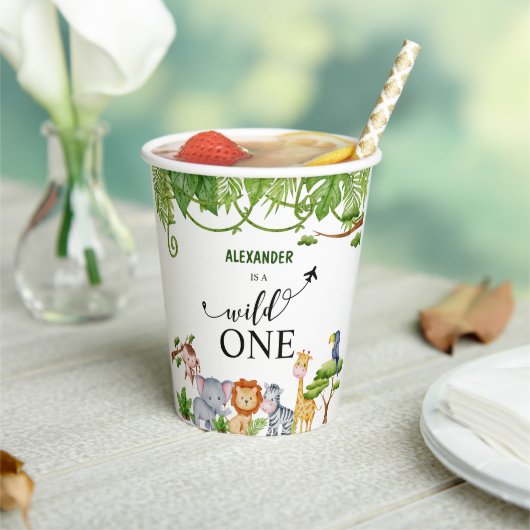 Gobelets En Papier Wild One Safari Jungle Anniversaire (Insitu)