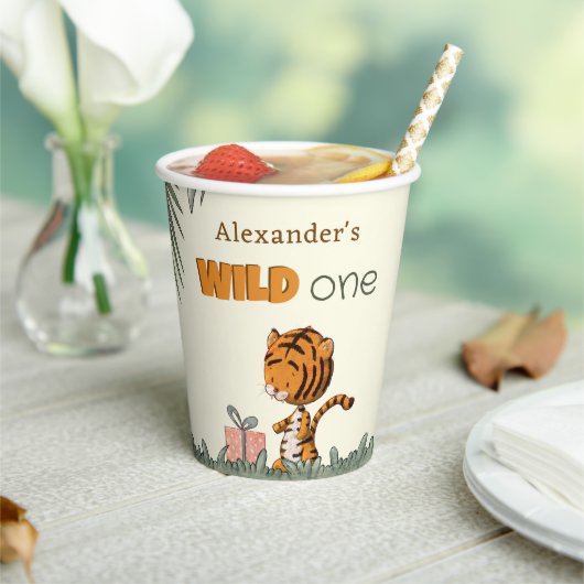 Gobelets En Papier Wild One Tiger Jungle 1er anniversaire (Insitu)