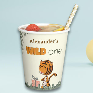 Gobelets En Papier Wild One Tiger Jungle 1er anniversaire