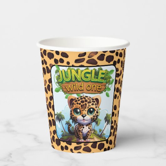 Gobelets En Papier WILD ONE Tropical Safari Leopard Character Cat 🐆 (Verso)