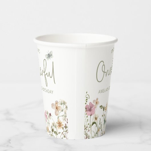 Gobelets En Papier Wild & Onedering Fleur sauvage 1er anniversaire fê (Droite)