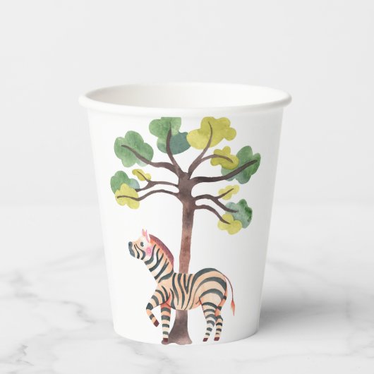 Gobelets En Papier Wild Safari Zoo Coupes de papier d'anniversaire (Recto)