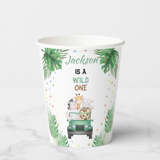 Gobelets En Papier Wild Un Anniversaire Invitation Safari Animaux Bal (Verso)