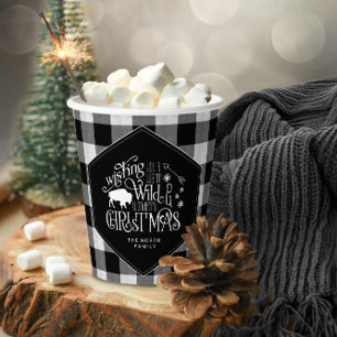 Gobelets En Papier Wild Wonderful Christmas Black Buffalo Plaid ID604