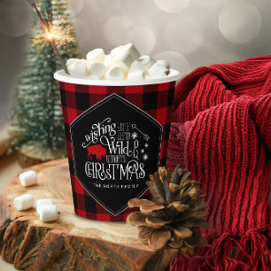 Gobelets En Papier Wild Wonderful Christmas Red Buffalo Plaid ID604