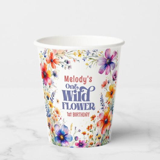 Gobelets En Papier Wildflower Wild One 1st birthday  (Recto)