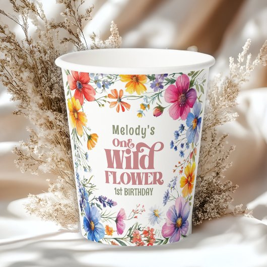 Gobelets En Papier Wildflower Wild One 1st birthday 