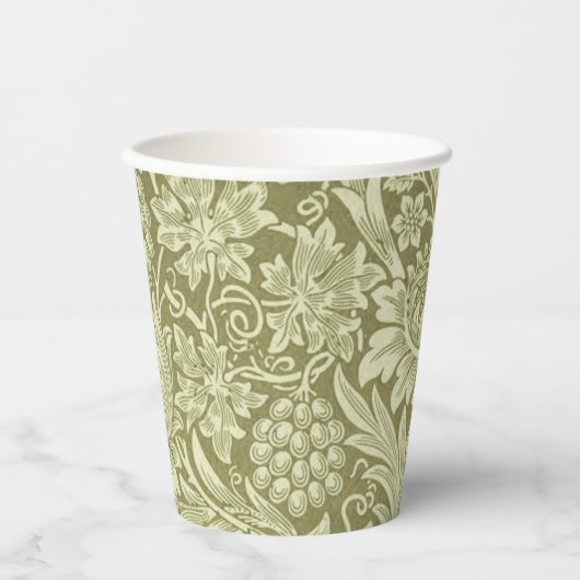 Gobelets En Papier William Morris Fleur verte tournesol (Recto)