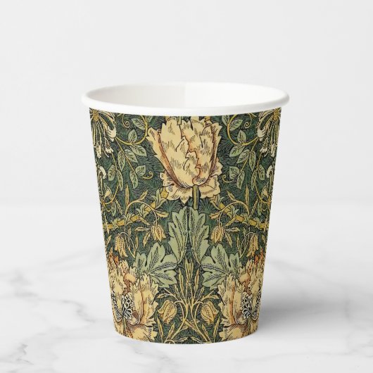 Gobelets En Papier William Morris Honeysuckle Vert Floral (Gauche)