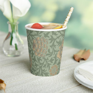 Gobelets En Papier William Morris motif floral Grafton vert sauge