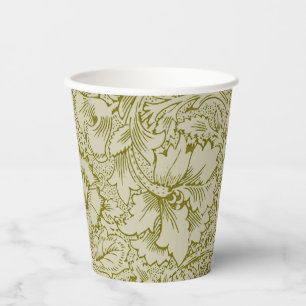 Gobelets En Papier William Morris Poppy Classic Floral Green