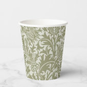 Gobelets En Papier William Morris Thistle Sage Green Motif (Recto)