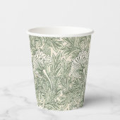 Gobelets En Papier William Morris tulip fond textile vert (Verso)