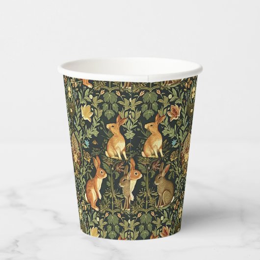 Gobelets En Papier William Morris Woodland Lapins floraux Noël (Droite)