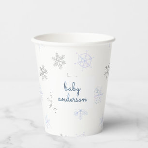 Gobelets En Papier Winderland Wonderland Baby shower de flocon de nei