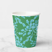 Gobelets En Papier Winding Peony Woodcut in Green + Aqua Personalized (Gauche)