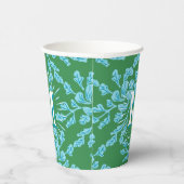 Gobelets En Papier Winding Peony Woodcut in Green + Aqua Personalized (Droite)