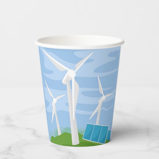 Gobelets En Papier Windmills et cellules solaires (Verso)