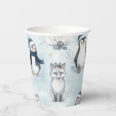 Gobelets En Papier Winter Arctic Animals Cute Penguin & Polar Bear (Recto)