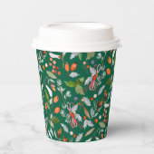 Gobelets En Papier Winter Botanical Berries & Foliage Dark Green  (Recto)