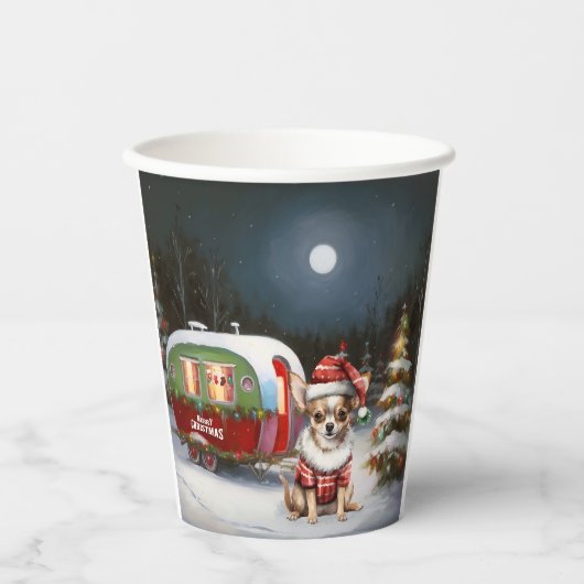 Gobelets En Papier Winter Chihuahua Caravan Christmas Adventure (Recto)